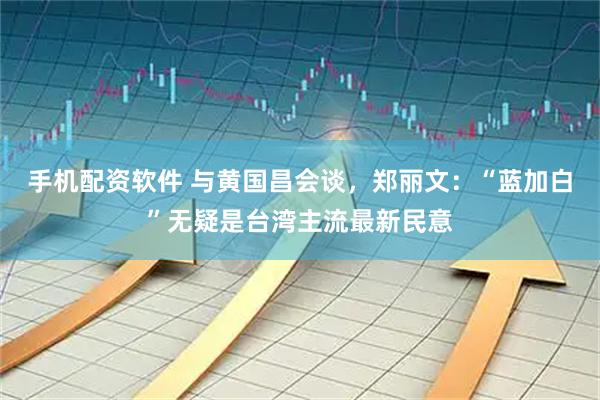 手机配资软件 与黄国昌会谈，郑丽文：“蓝加白”无疑是台湾主流最新民意