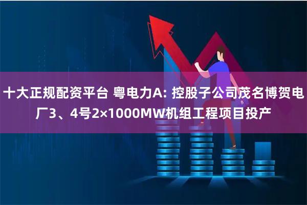 十大正规配资平台 粤电力A: 控股子公司茂名博贺电厂3、4号2×1000MW机组工程项目投产